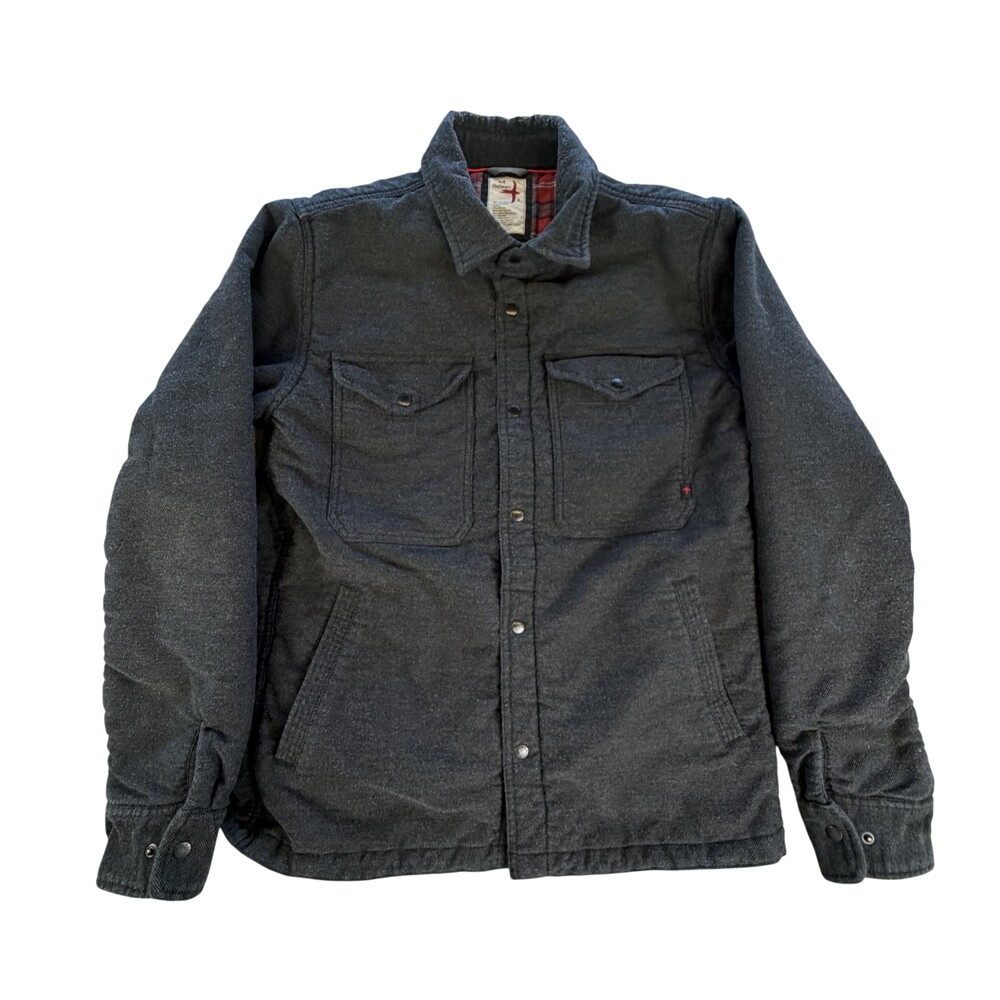 Relwen Moleskin Snap CPO Jacket Mens Medium Gray Herringbone Quilted Lined